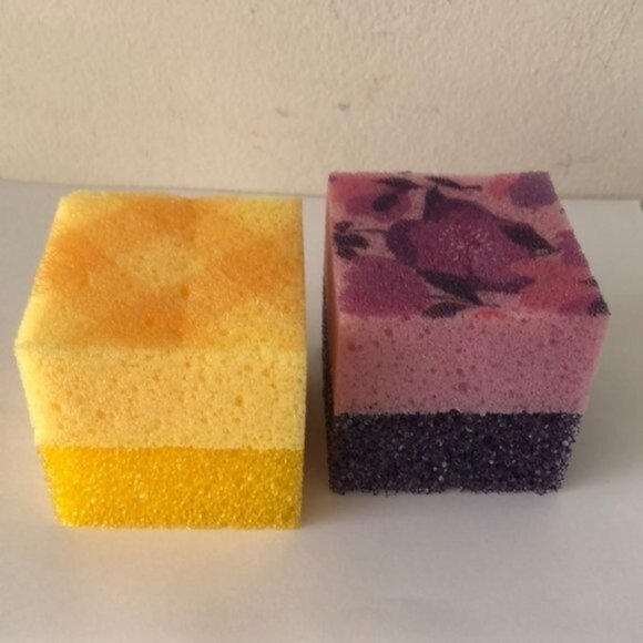 2 Bright Box Kitchen Cube Scrub Sponge Scratch Odor Free Long Lasting Purple Yel - Picture 2 of 6